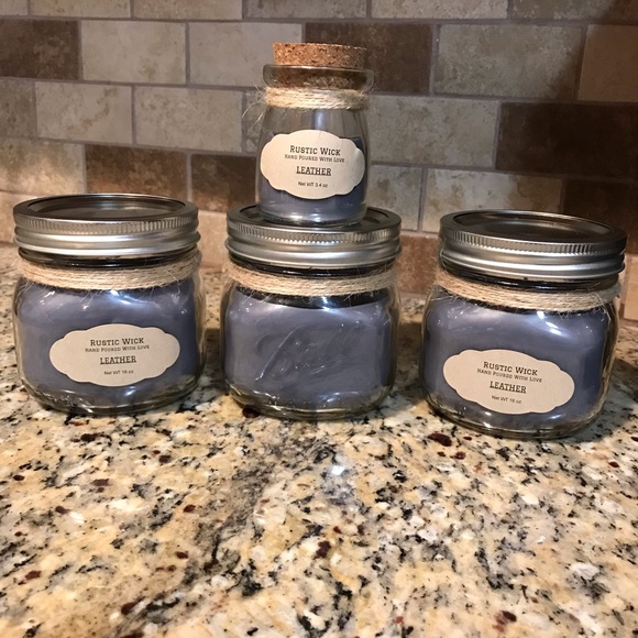 One (1) Leather Scented Candle - Picture 2 of 2